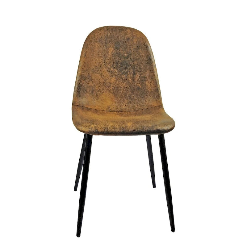 Sedia da pranzo con gambe in metallo, lino/scamosciato, set da 4