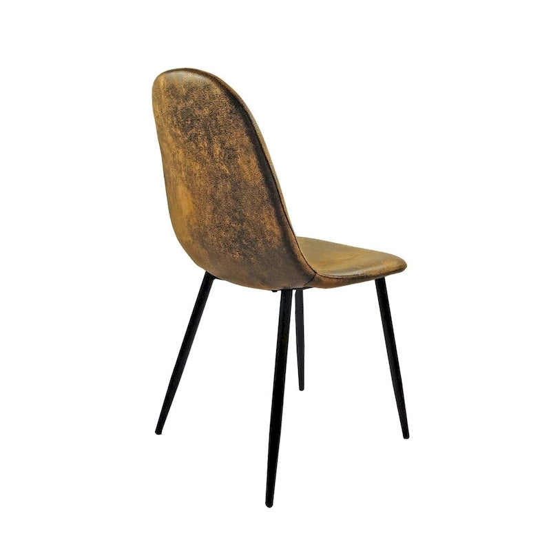 Sedia da pranzo con gambe in metallo, lino/scamosciato, set da 4