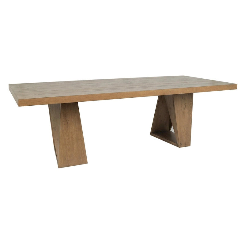 Tavolo da pranzo in rovere naturale di recupero con base geometrica – Posti a sedere fino a 8 persone