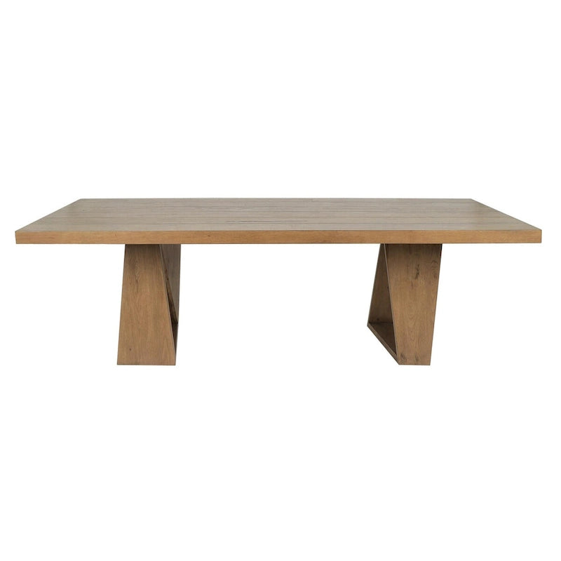 Tavolo da pranzo in rovere naturale di recupero con base geometrica – Posti a sedere fino a 8 persone