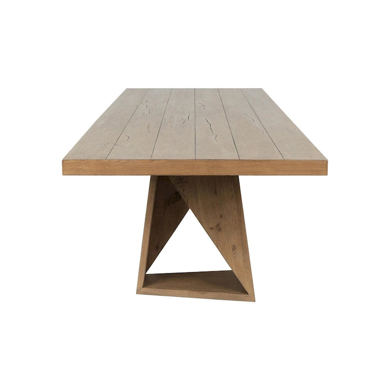 Tavolo da pranzo in rovere naturale di recupero con base geometrica – Posti a sedere fino a 8 persone