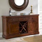 Comò/credenza a 3 cassetti marrone con portabottiglie, 1 pezzo