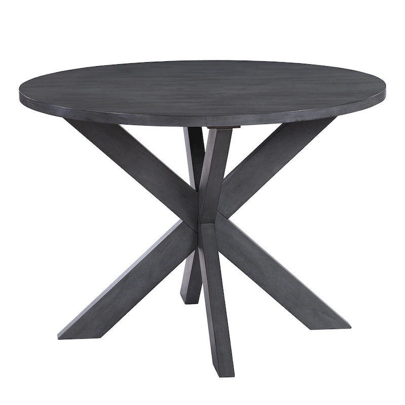 Tavolo da pranzo rotondo con base a X, diametro 42, stile rustico