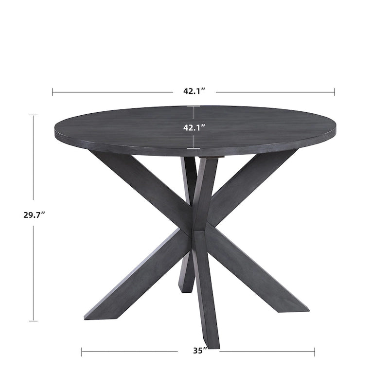 Tavolo da pranzo rotondo con base a X, diametro 42, stile rustico