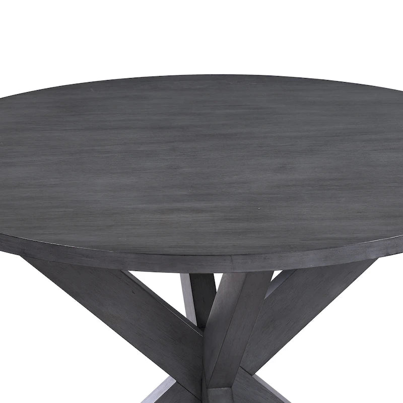 Tavolo da pranzo rotondo con base a X, diametro 42, stile rustico