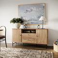 Credenza/Buffet curvo laterale marrone chiaro/bianco con ante a serrandina – 1 Unità