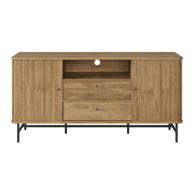 Credenza/Buffet curvo laterale marrone chiaro/bianco con ante a serrandina – 1 Unità