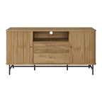 Credenza/Buffet curvo laterale marrone chiaro/bianco con ante a serrandina – 1 Unità