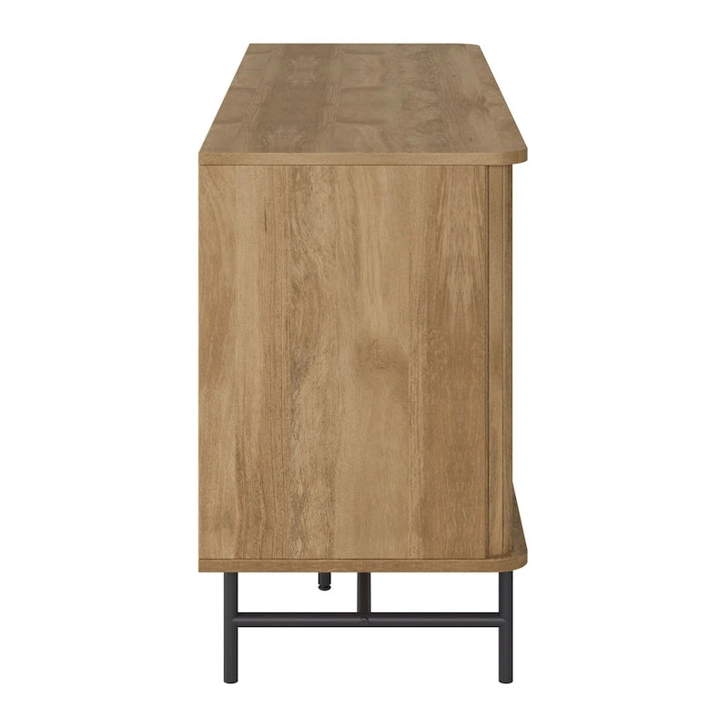 Credenza/Buffet curvo laterale marrone chiaro/bianco con ante a serrandina – 1 Unità