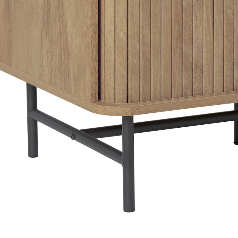 Credenza/Buffet curvo laterale marrone chiaro/bianco con ante a serrandina – 1 Unità