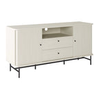 Credenza/Buffet curvo laterale marrone chiaro/bianco con ante a serrandina – 1 Unità