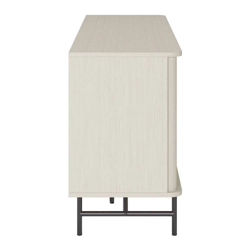 Credenza/Buffet curvo laterale marrone chiaro/bianco con ante a serrandina – 1 Unità