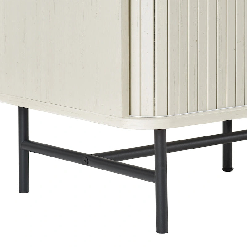Credenza/Buffet curvo laterale marrone chiaro/bianco con ante a serrandina – 1 Unità