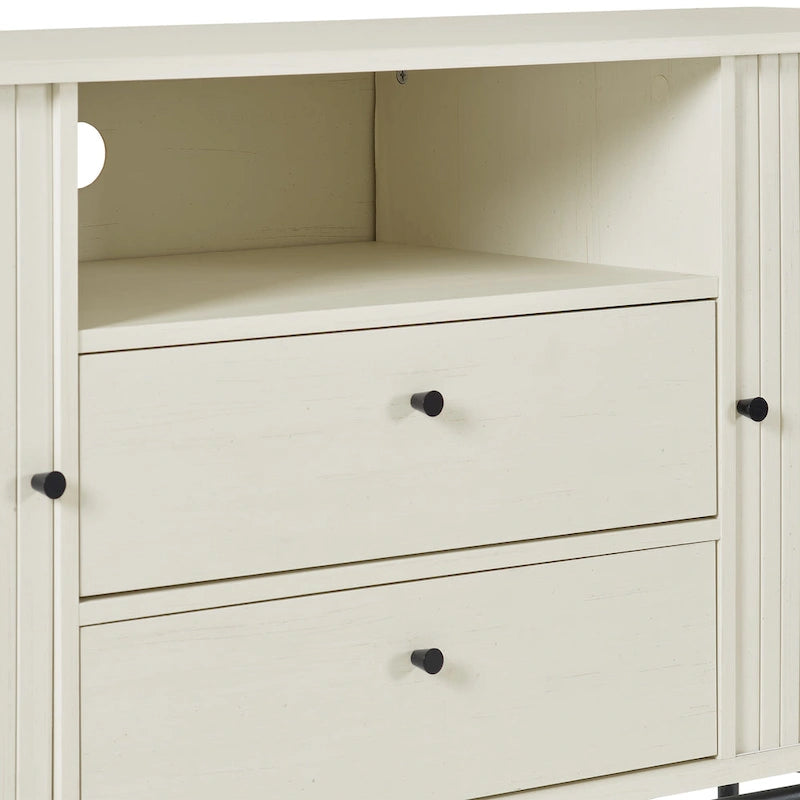 Credenza/Buffet curvo laterale marrone chiaro/bianco con ante a serrandina – 1 Unità