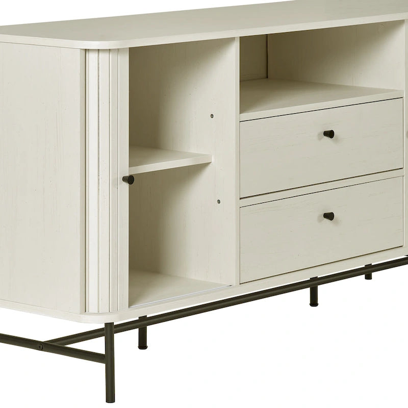 Credenza/Buffet curvo laterale marrone chiaro/bianco con ante a serrandina – 1 Unità