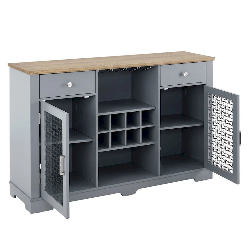 Credenza/Mobile Buffet Azzurro con Ante in Vetro e Cassetti