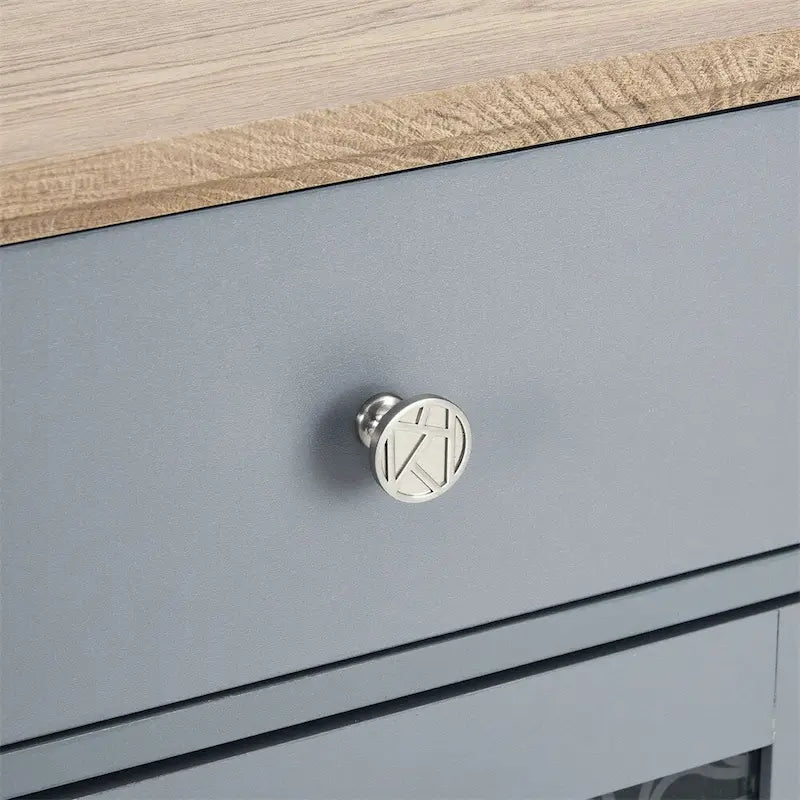 Credenza/Mobile Buffet Azzurro con Ante in Vetro e Cassetti