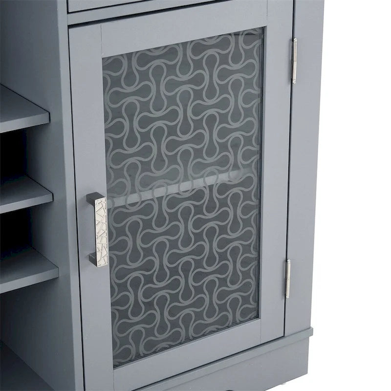 Credenza/Mobile Buffet Azzurro con Ante in Vetro e Cassetti