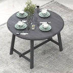 Tavolo da pranzo rotondo allungabile lavato grigio/legno naturale, 4 posti