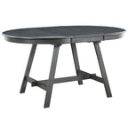 Tavolo da pranzo rotondo allungabile lavato grigio/legno naturale, 4 posti