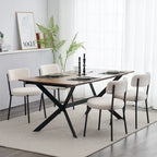 Sedia da pranzo in tessuto Teddy bianco/nero con gambe in metallo – Set da 4