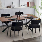Sedia da pranzo in tessuto Teddy bianco/nero con gambe in metallo – Set da 4