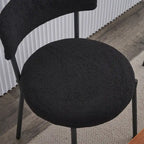 Sedia da pranzo in tessuto Teddy bianco/nero con gambe in metallo – Set da 4