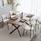 Sedia da pranzo in tessuto Teddy bianco/nero con gambe in metallo – Set da 4