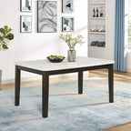 Tavolo da Pranzo in Finto Marmo Bianco, Gambe in Legno Marrone, Posti 4–6