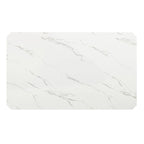 Tavolo da Pranzo in Finto Marmo Bianco, Gambe in Legno Marrone, Posti 4–6