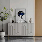 Credenza laccata opaca grigio/blu a 4 ante – 1 unità