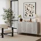 Credenza laccata opaca grigio/blu a 4 ante – 1 unità