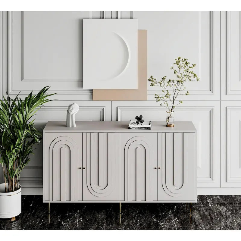 Credenza laccata opaca grigio/blu a 4 ante – 1 unità
