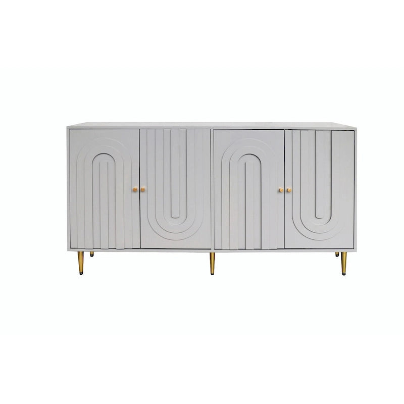 Credenza laccata opaca grigio/blu a 4 ante – 1 unità