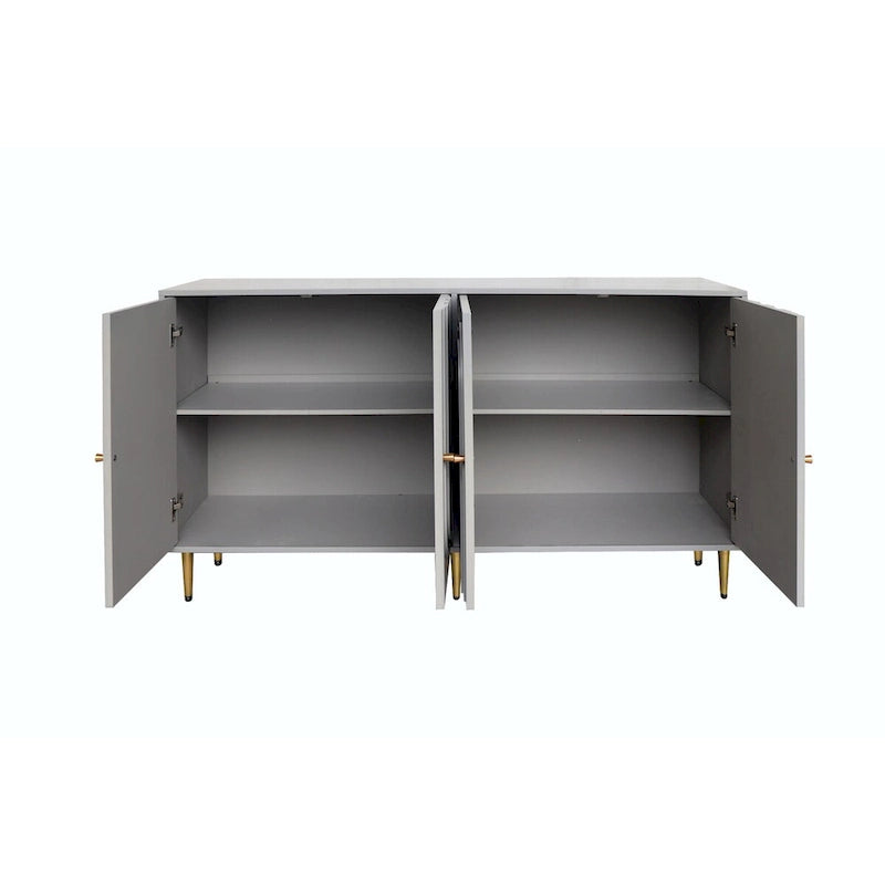 Credenza laccata opaca grigio/blu a 4 ante – 1 unità
