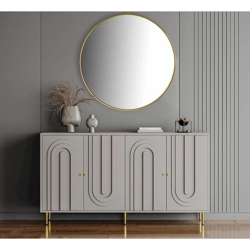 Credenza laccata opaca grigio/blu a 4 ante – 1 unità