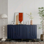 Credenza laccata opaca grigio/blu a 4 ante – 1 unità