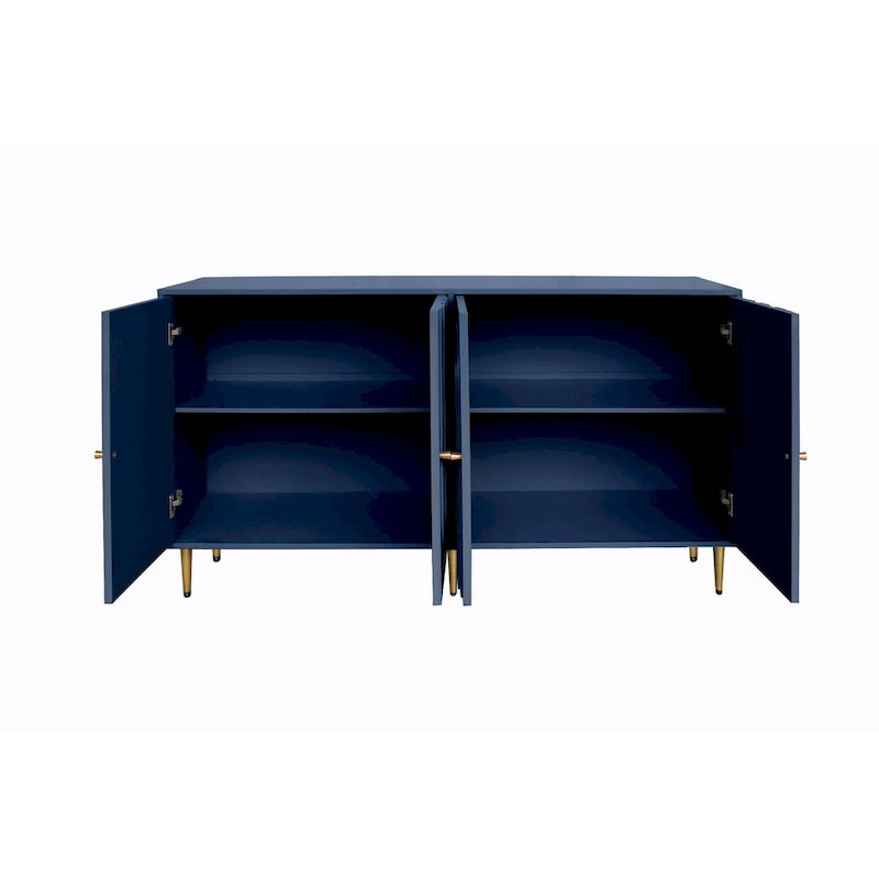 Credenza laccata opaca grigio/blu a 4 ante – 1 unità