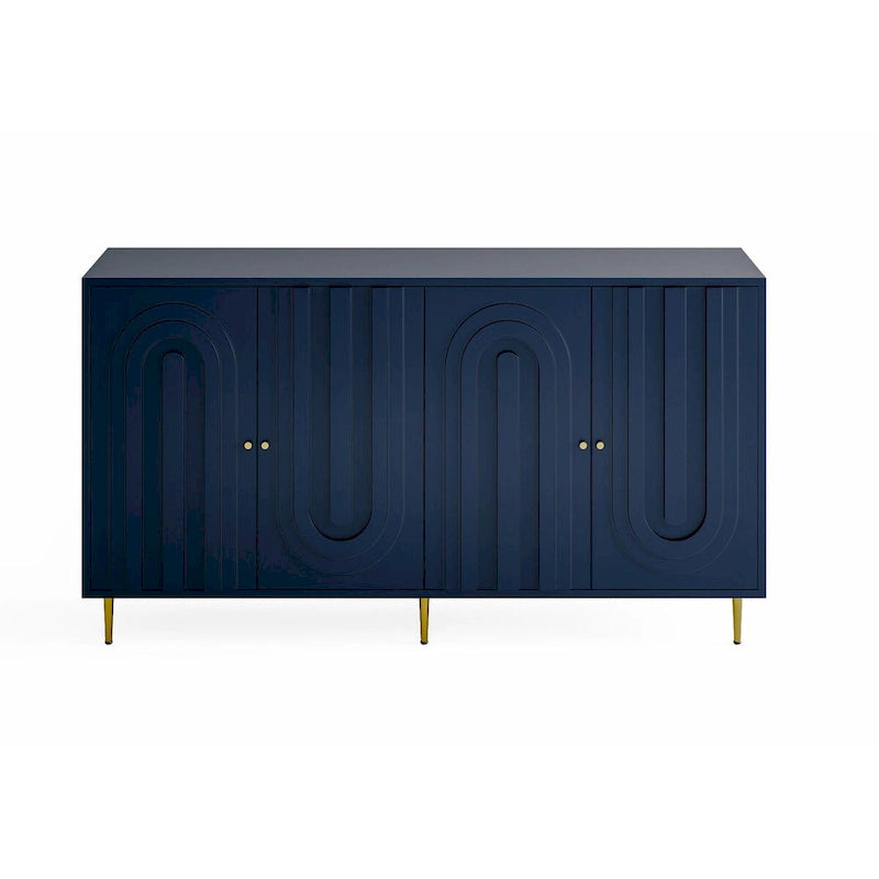 Credenza laccata opaca grigio/blu a 4 ante – 1 unità