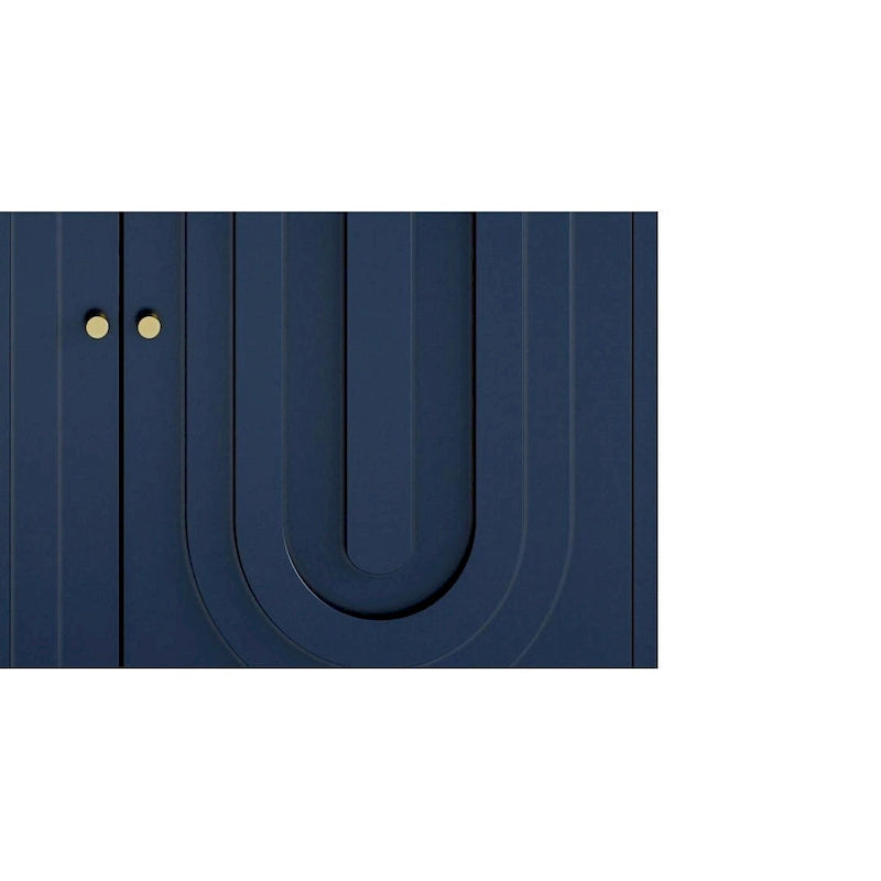 Credenza laccata opaca grigio/blu a 4 ante – 1 unità