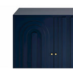 Credenza laccata opaca grigio/blu a 4 ante – 1 unità