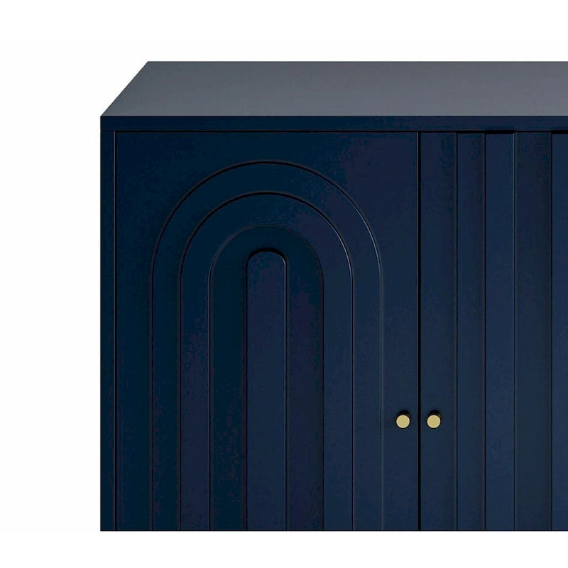 Credenza laccata opaca grigio/blu a 4 ante – 1 unità