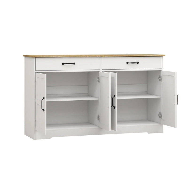 Credenza Bianca Stile Rustico – 2 Cassetti e 4 Ante