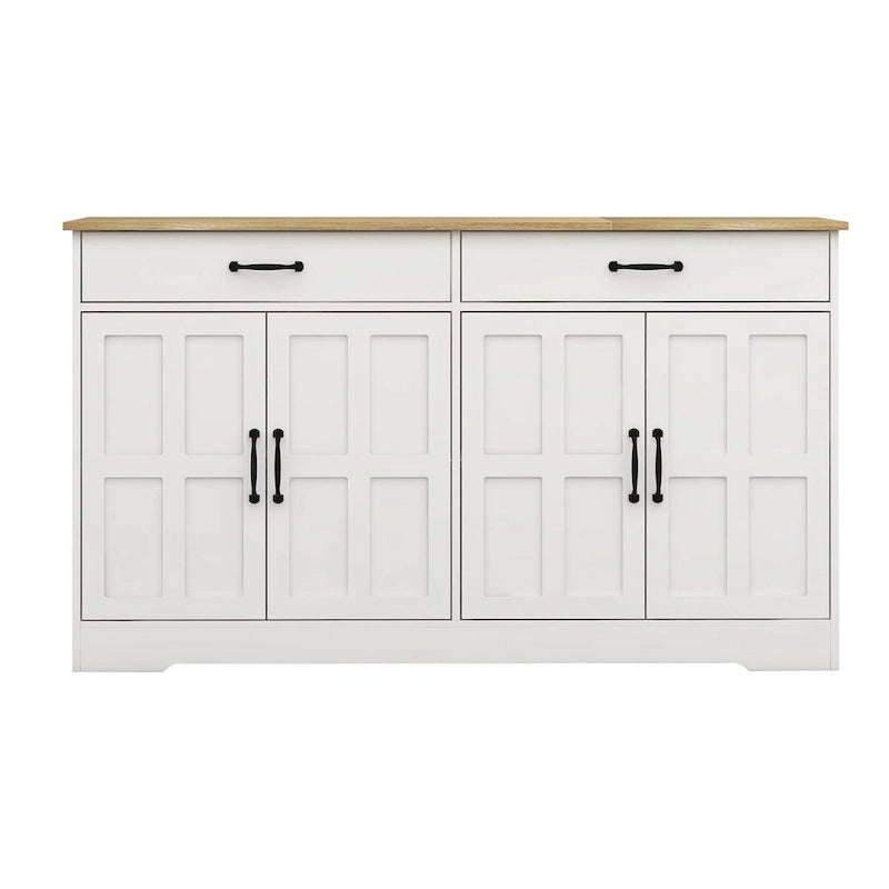 Credenza Bianca Stile Rustico – 2 Cassetti e 4 Ante