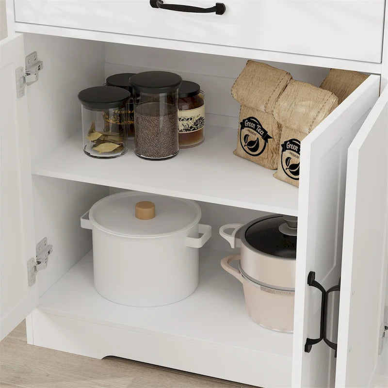 Credenza Bianca Stile Rustico – 2 Cassetti e 4 Ante