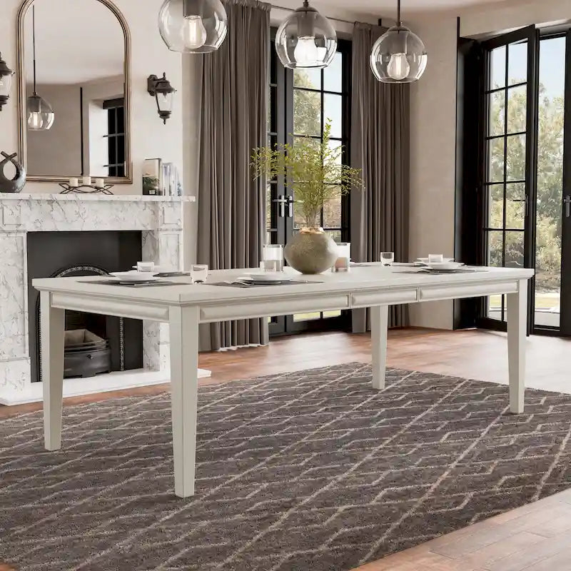 Tavolo da pranzo allungabile in rovere bianco/espresso con prolunga, 6-8 posti a sedere