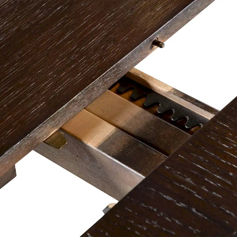 Tavolo da pranzo allungabile in rovere bianco/espresso con prolunga, 6-8 posti a sedere